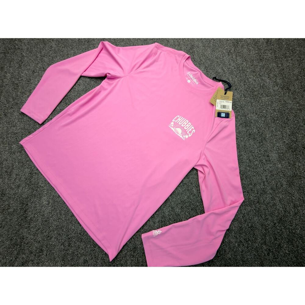 Chubbies Graphic Performance Long Sleeve Pink Tee NEW S